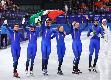 Olympics-Short track-Italy clinches second gold as Fontana leads mixed relay victory