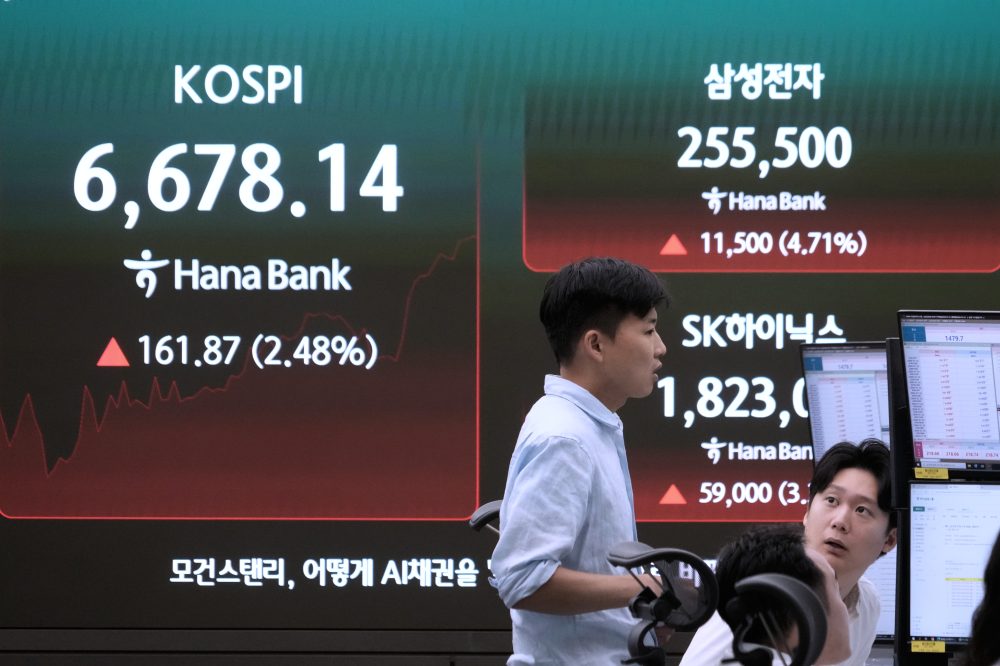 Asian shares mostly gain and South Korea and Japan recover some losses from AI stock sell-offs