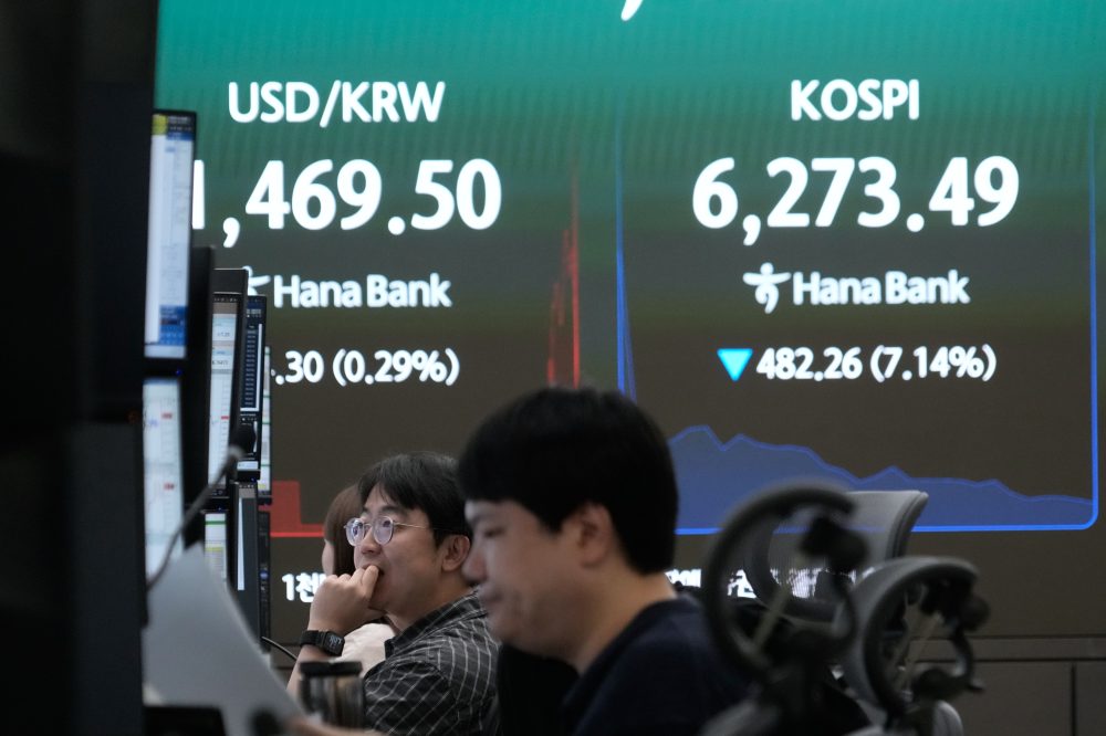 Asian shares slip and South Korea’s Kospi index sinks 11% on heavy selling of chipmaking stocks